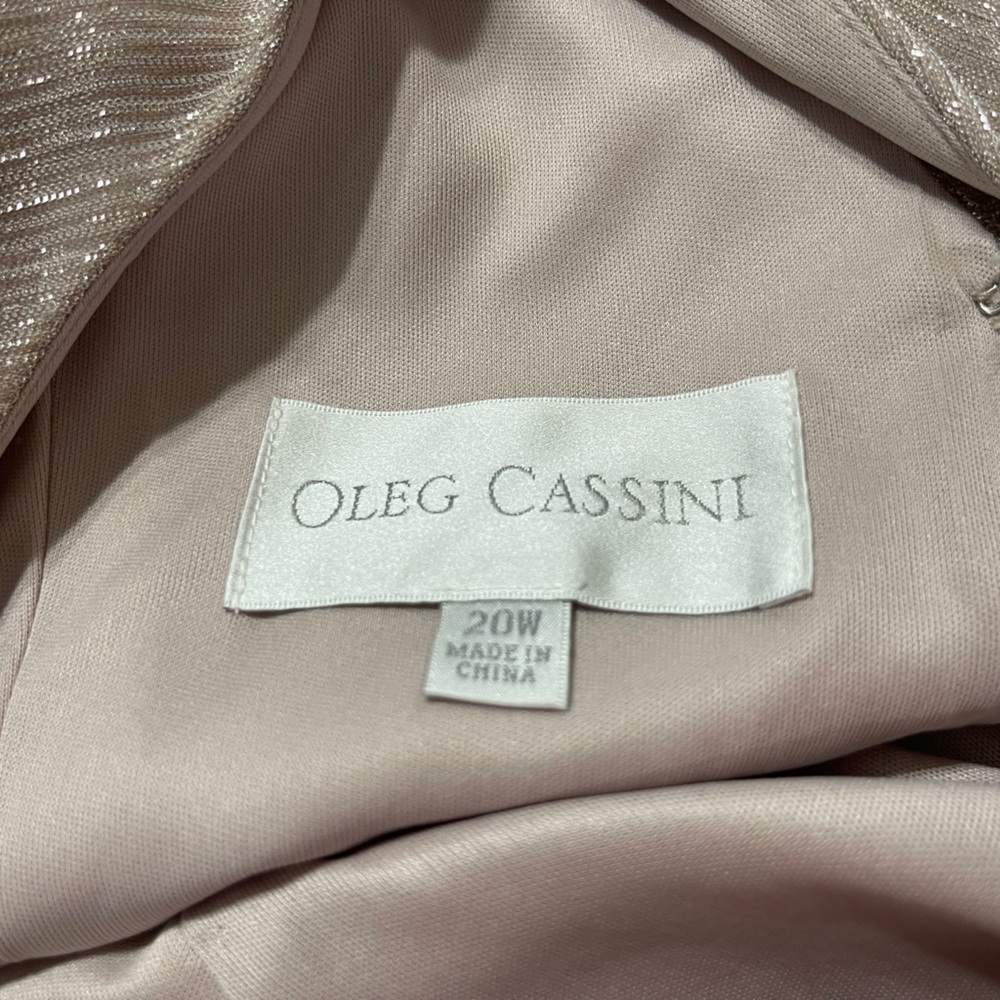 Oleg Cassini Metallic Formal Evening Gown Sz 20W Blush Sleeveless Full Length - Picture 11 of 14